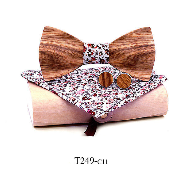 Zebra wood wooden bow tie - T249 C11