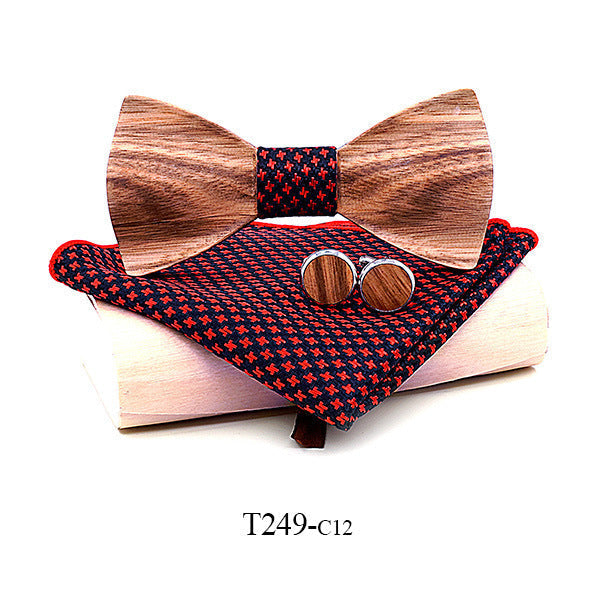 Zebra wood wooden bow tie - T249 C12