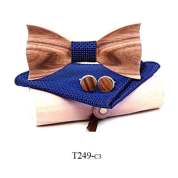 Zebra wood wooden bow tie - T249 C3
