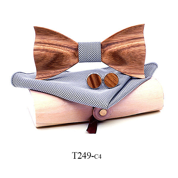 Zebra wood wooden bow tie - T249 C4