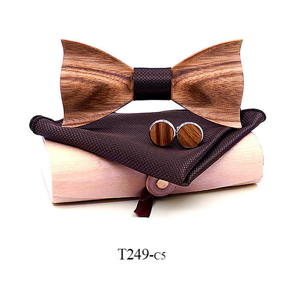 Zebra wood wooden bow tie - T249 C5