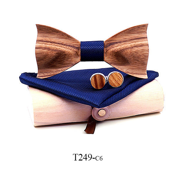 Zebra wood wooden bow tie - T249 C6