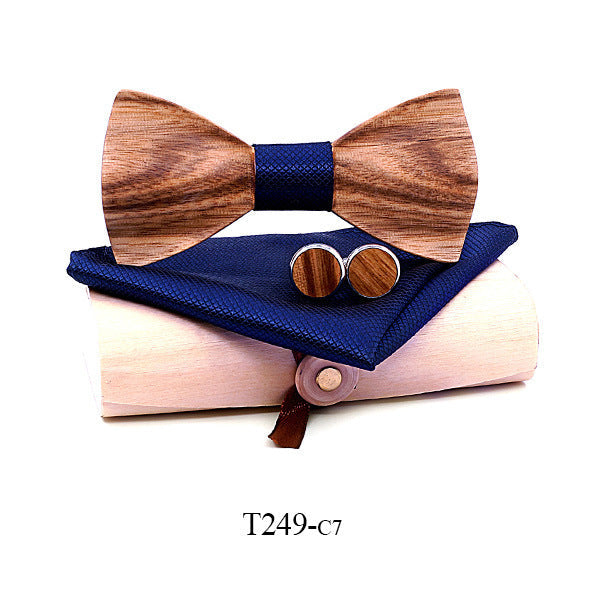 Zebra wood wooden bow tie - T249 C7