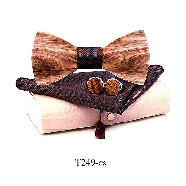 Zebra wood wooden bow tie - T249 C8