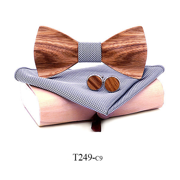 Zebra wood wooden bow tie - T249 C9