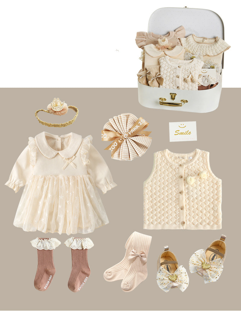 Newborn Gift Box Spring And Summer Suit Girl Baby Full Moon Gift - E / 66cm