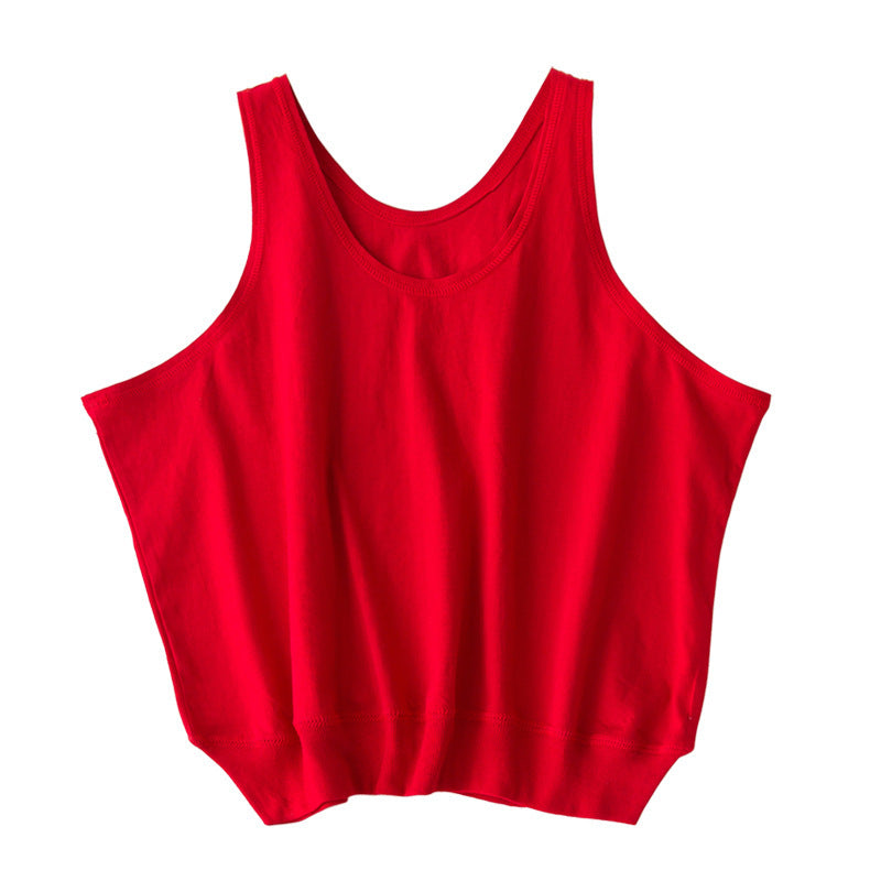 Cotton Middle-aged And Elderly Women’s I-shaped Vest - Bright Red / M