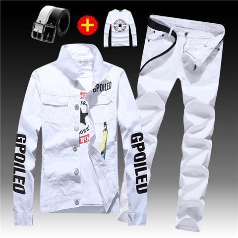 Men’s Polyester Casual Suit - White 01 White Pants / S Jacket Pants 27 Yards