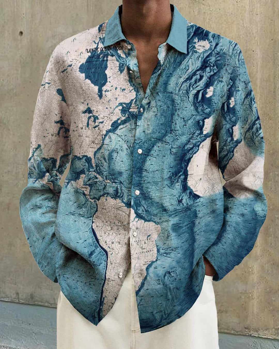 Gradient Digital Printing Lapel Long Sleeve Shirt Men - G36Z566 / S