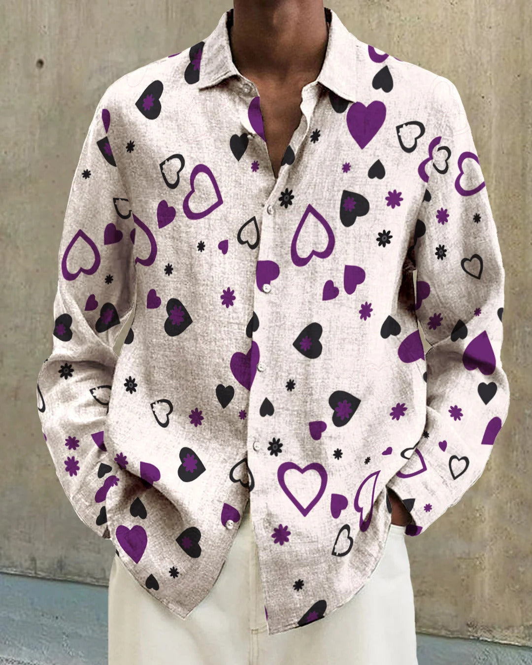 Gradient Digital Printing Lapel Long Sleeve Shirt Men - G36Z613 / S