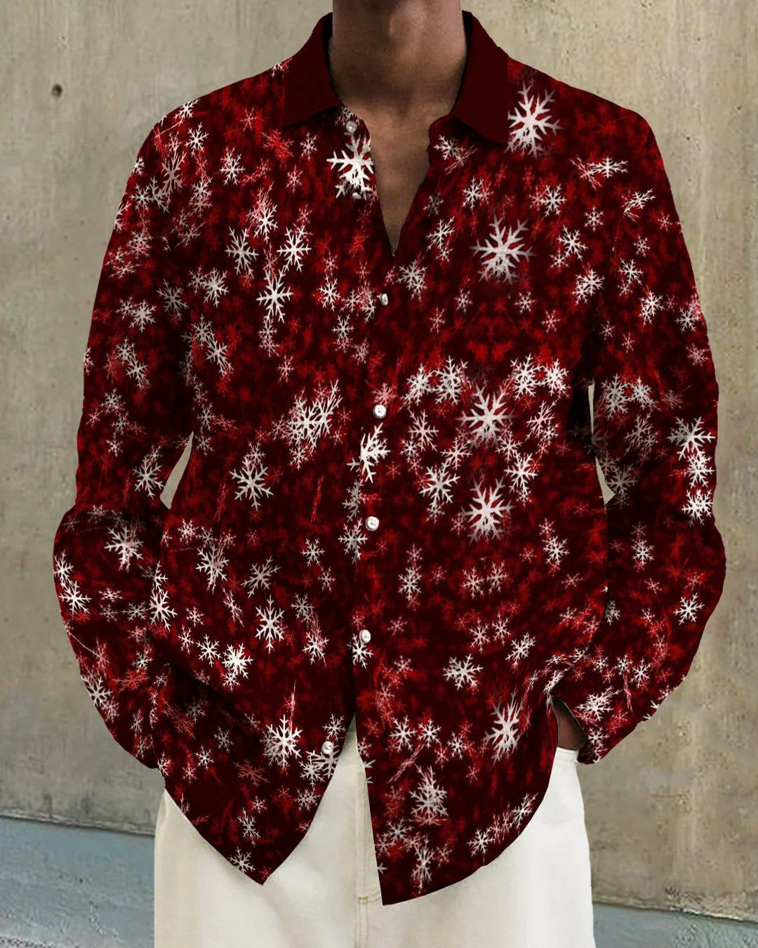 Gradient Digital Printing Lapel Long Sleeve Shirt Men - G36Z704 / S