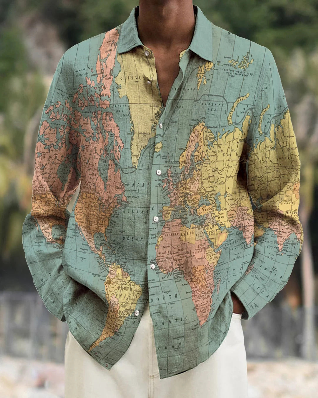 Gradient Digital Printing Lapel Long Sleeve Shirt Men - G36Z844 / S