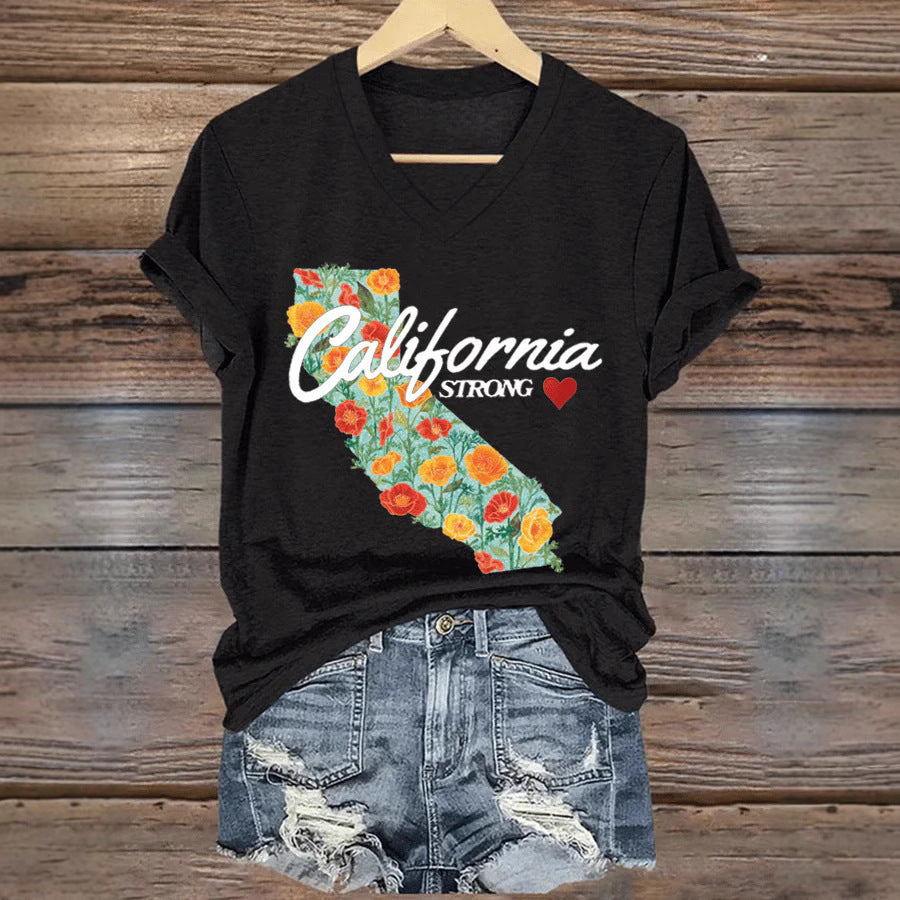 V-neck Casual Short Sleeve C Women’s Top