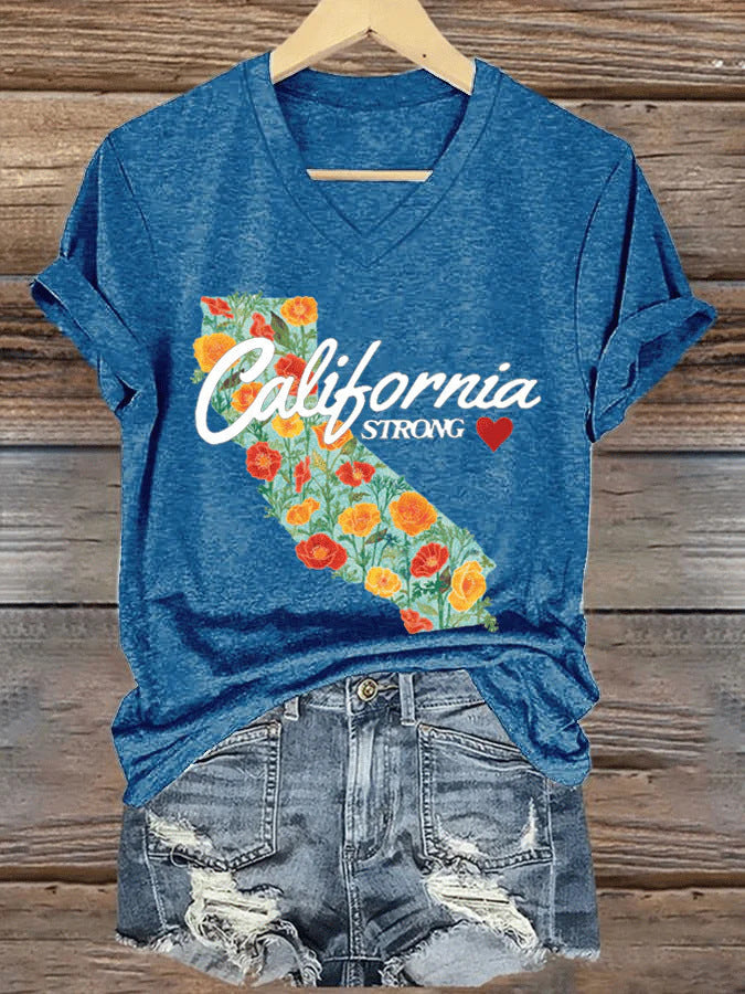 V-neck Casual Short Sleeve C Women’s Top - Dark Blue / S