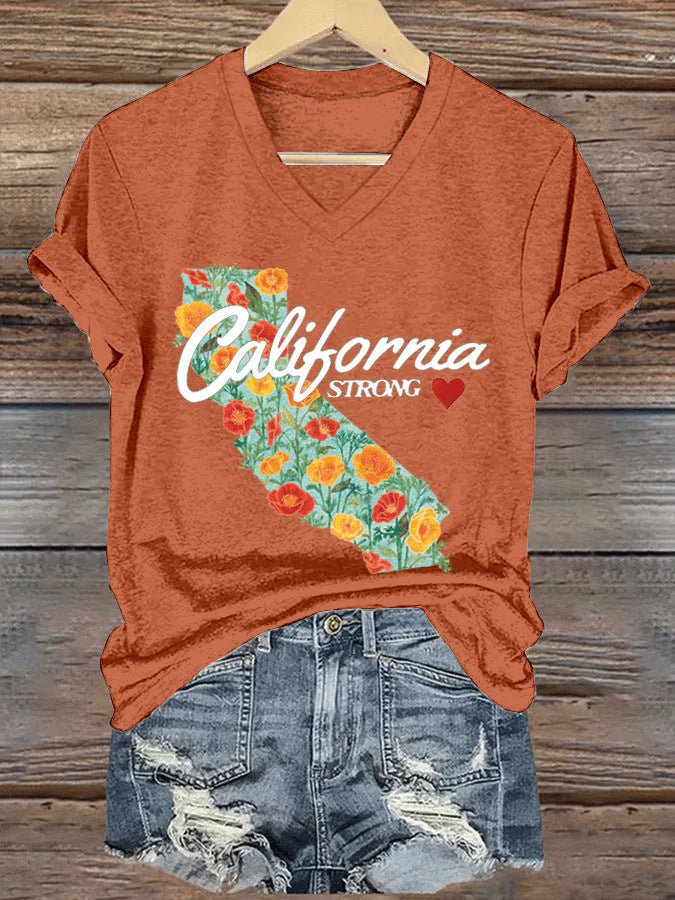 V-neck Casual Short Sleeve C Women’s Top - Orange / S