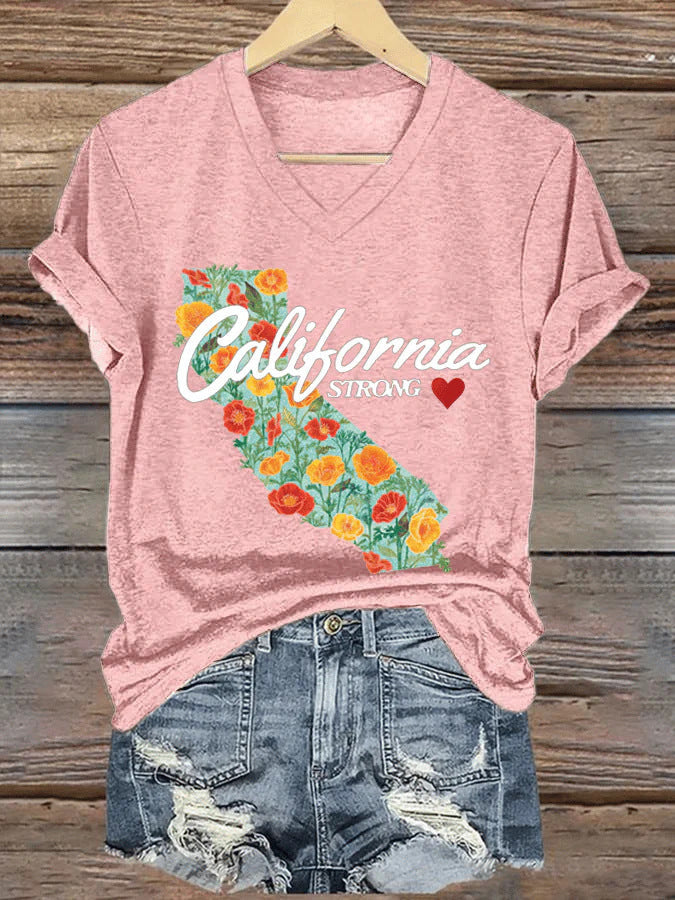 V-neck Casual Short Sleeve C Women’s Top - Pink / S