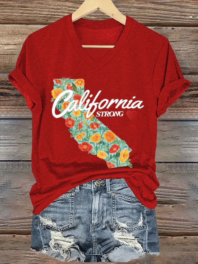 V-neck Casual Short Sleeve C Women’s Top - Red / S