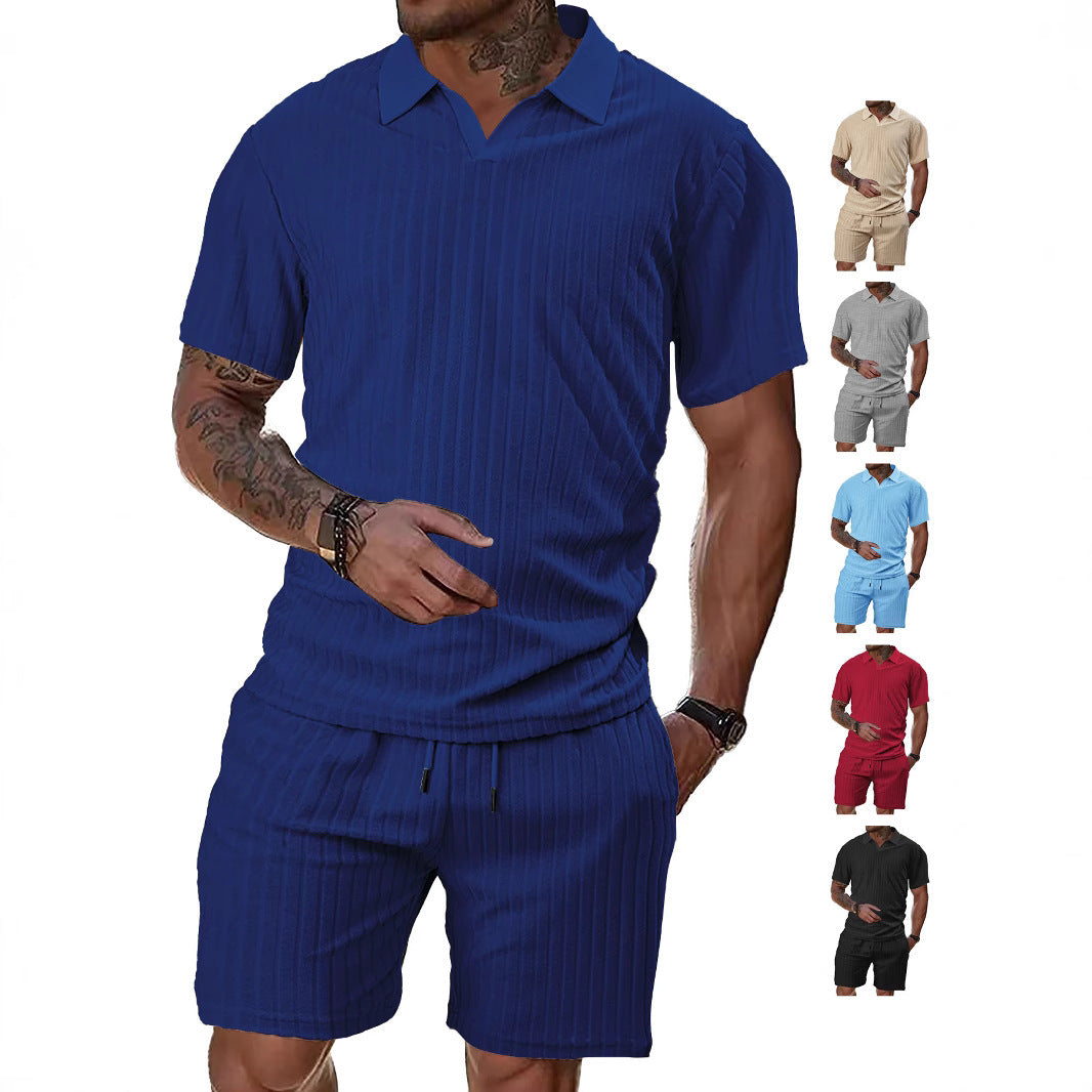 Men’s Breathable Figured Cloth Crew Neck Casual Sports Suit