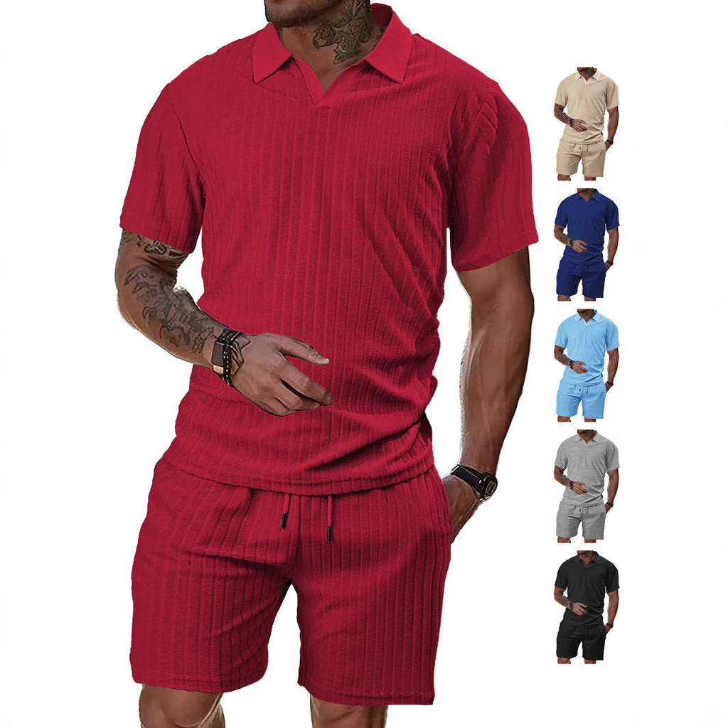 Men’s Breathable Figured Cloth Crew Neck Casual Sports Suit