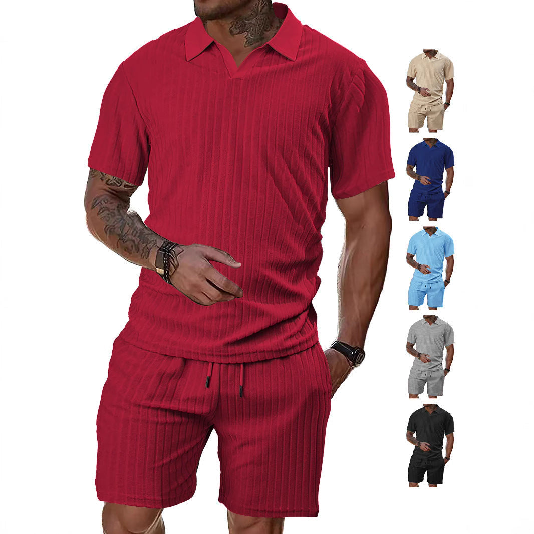Men’s Breathable Figured Cloth Crew Neck Casual Sports Suit