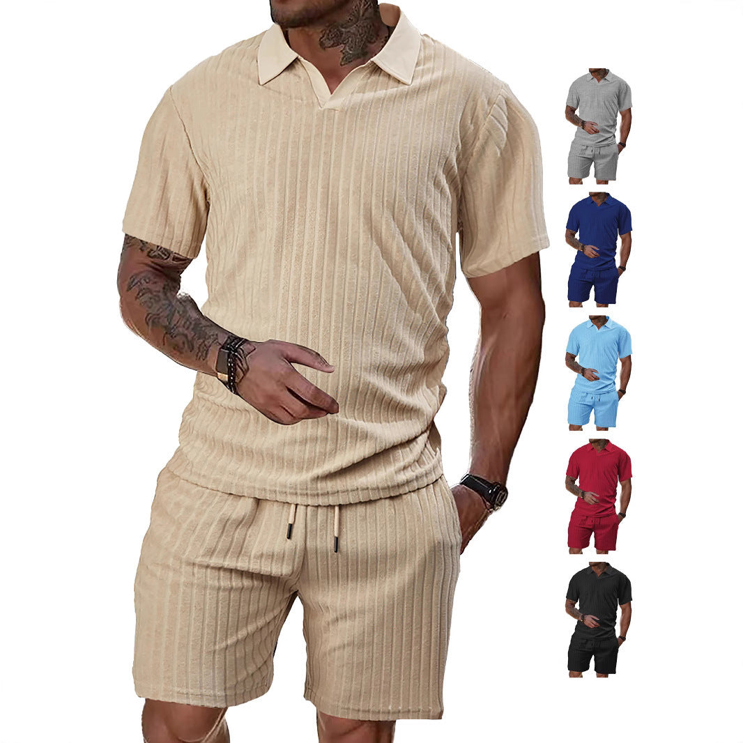 Men’s Breathable Figured Cloth Crew Neck Casual Sports Suit