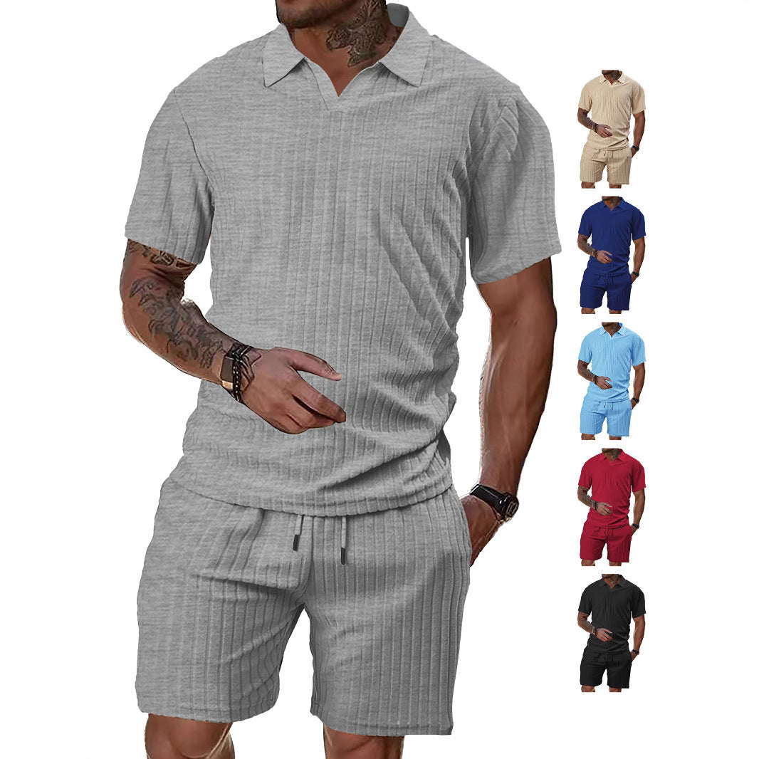 Men’s Breathable Figured Cloth Crew Neck Casual Sports Suit