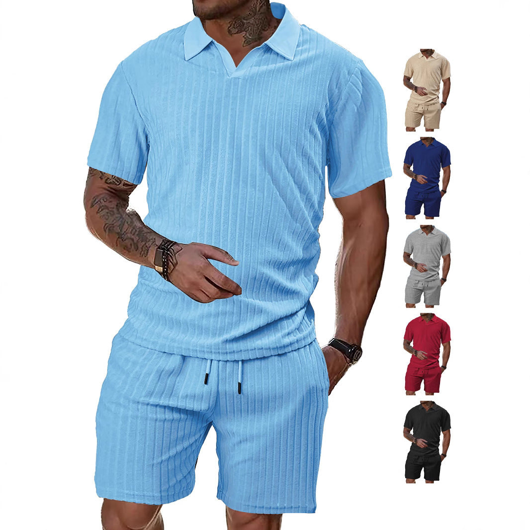 Men’s Breathable Figured Cloth Crew Neck Casual Sports Suit