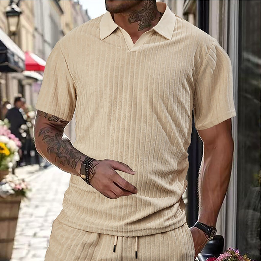 Men’s Breathable Figured Cloth Crew Neck Casual Sports Suit