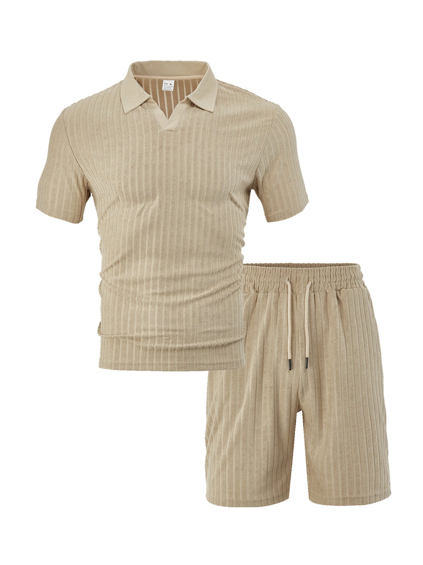 Men’s Breathable Figured Cloth Crew Neck Casual Sports Suit - Khaki / S