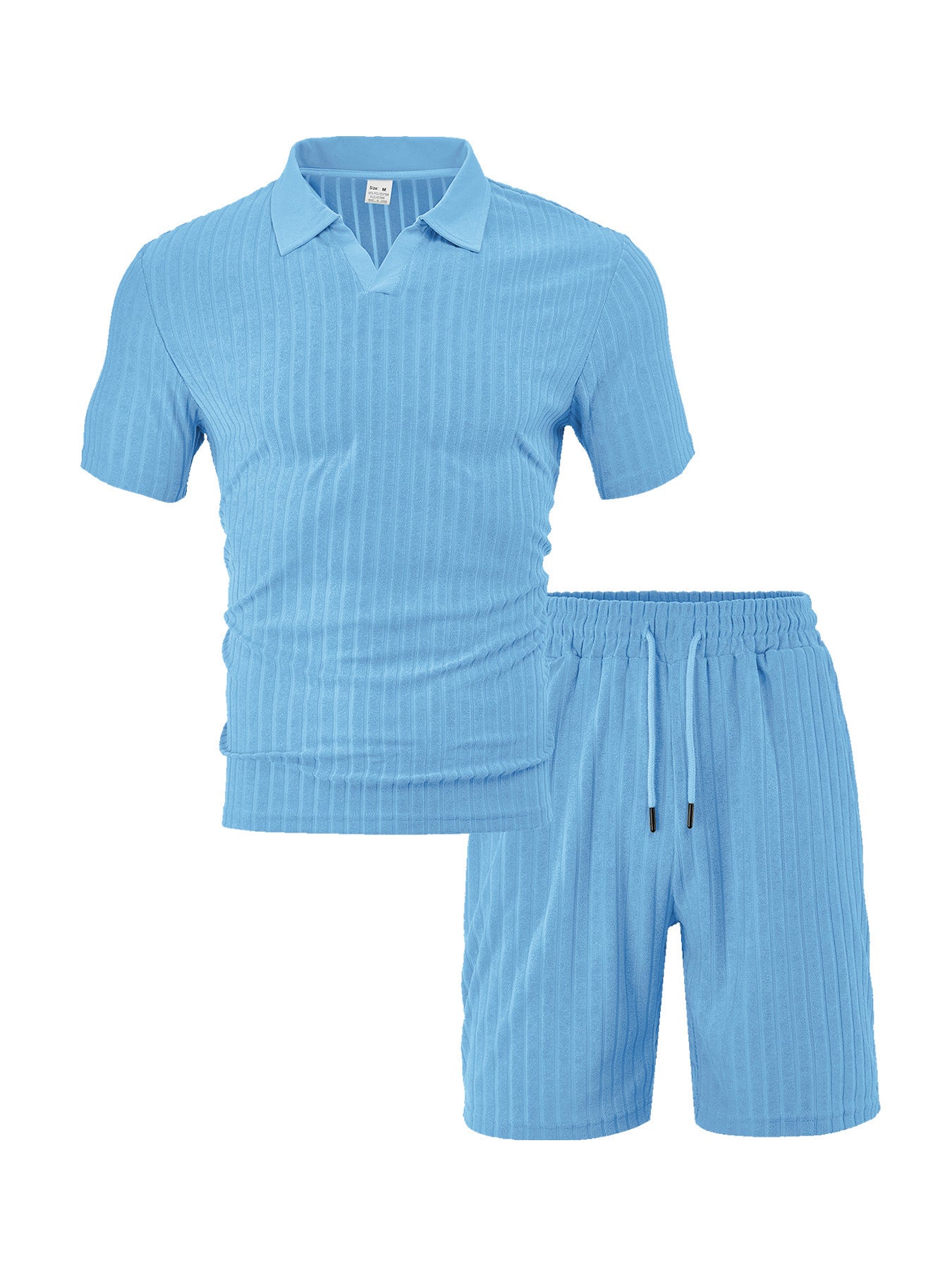 Men’s Breathable Figured Cloth Crew Neck Casual Sports Suit - Light Blue / S