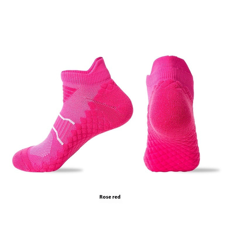 Outdoor Towel Bottom Couple Professional Socks For Running - Rose Red / M(33to38)