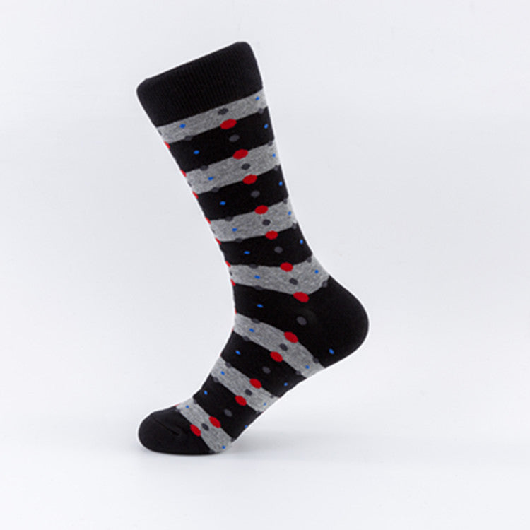 Men’s Mid-calf Length Sock Europe And America - 03 Red Dots / 39to46