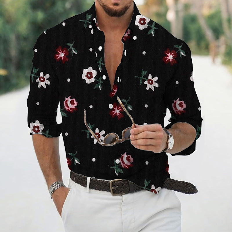 Men’s Loose Floral Shirt Beach Retro - 10 Style / S