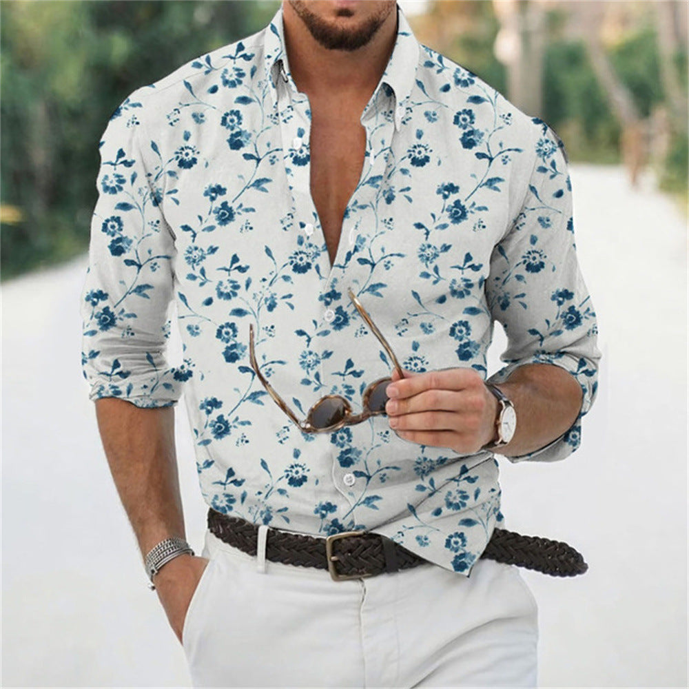 Men’s Loose Floral Shirt Beach Retro - 11 Style / S