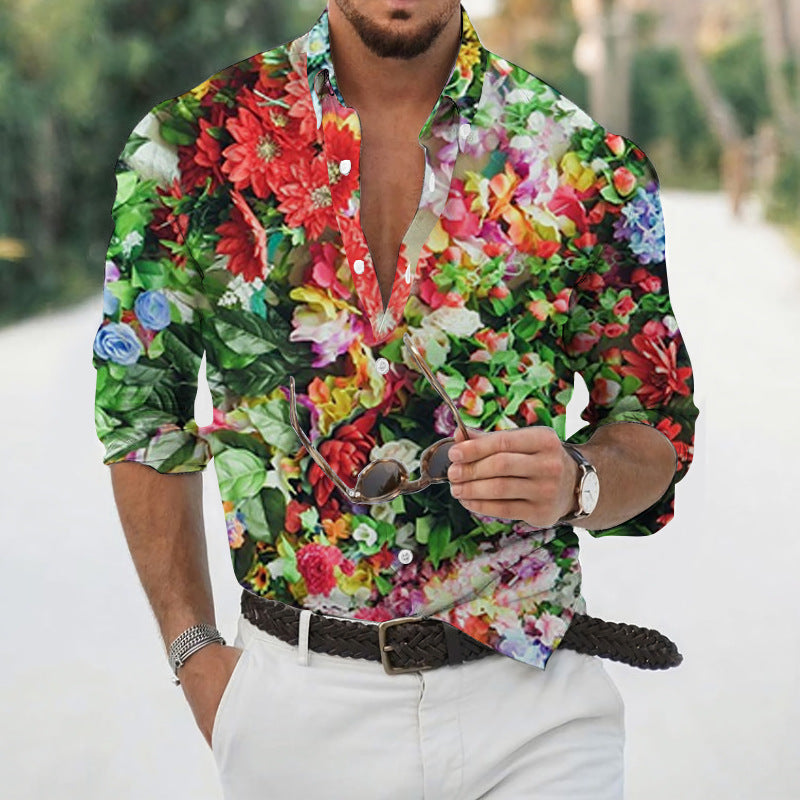 Men’s Loose Floral Shirt Beach Retro - 12 Style / S