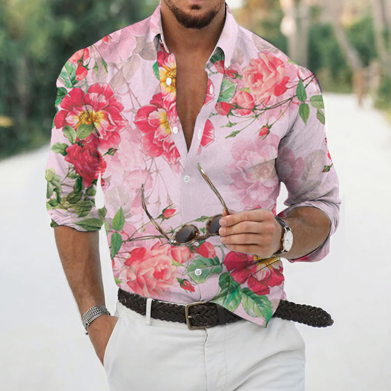 Men’s Loose Floral Shirt Beach Retro - 13 Style / S