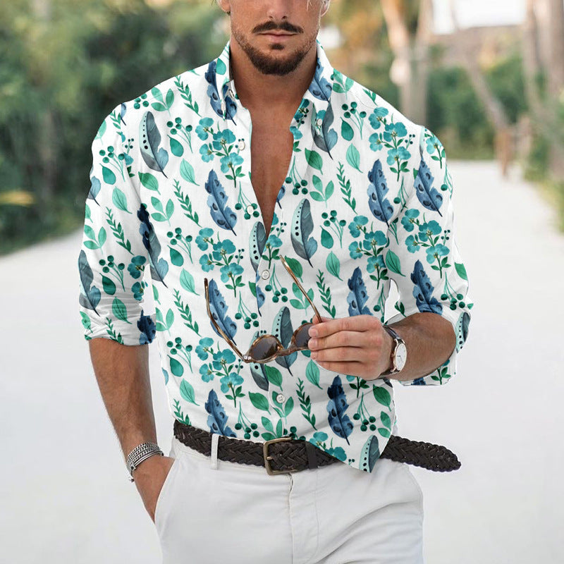 Men’s Loose Floral Shirt Beach Retro - 3 Style / S