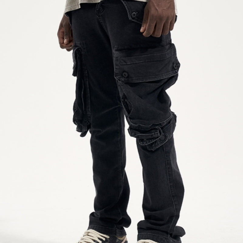 High Street Washed And Worn Multi-pocket Harem Shell Pants Men