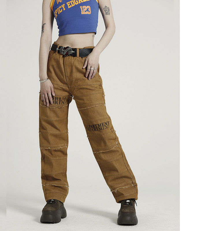 European And American Hip-hop Layered Straight-leg Jeans