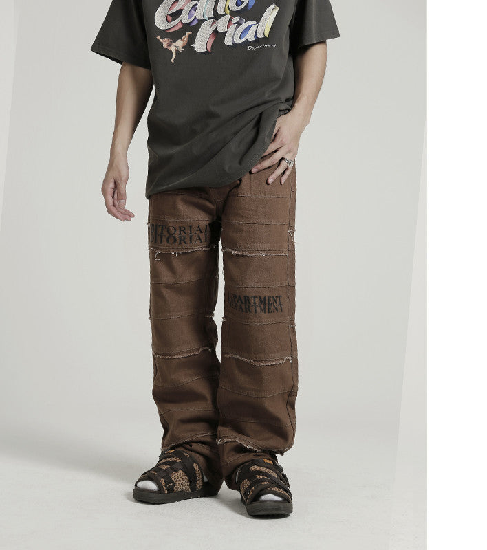 European And American Hip-hop Layered Straight-leg Jeans