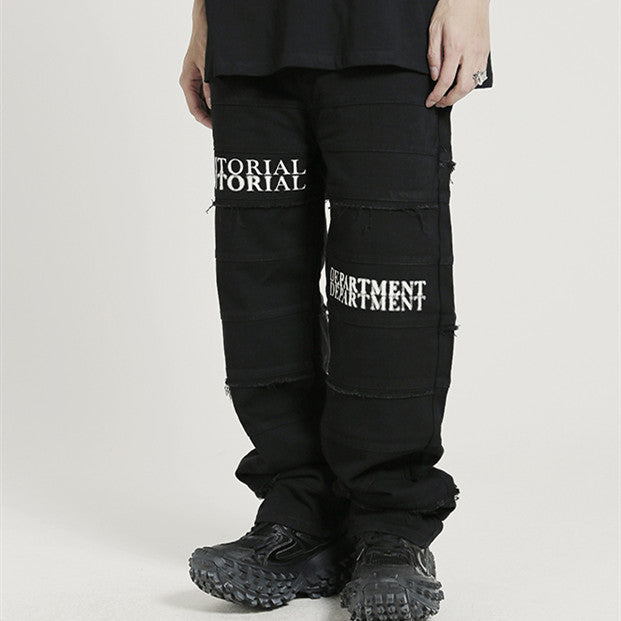 European And American Hip-hop Layered Straight-leg Jeans
