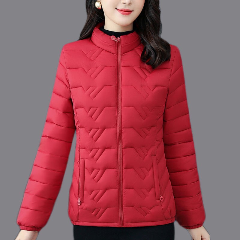 Korean Style Loose Short Thick Small Cotton-padded Jacket - Bright Red / XL