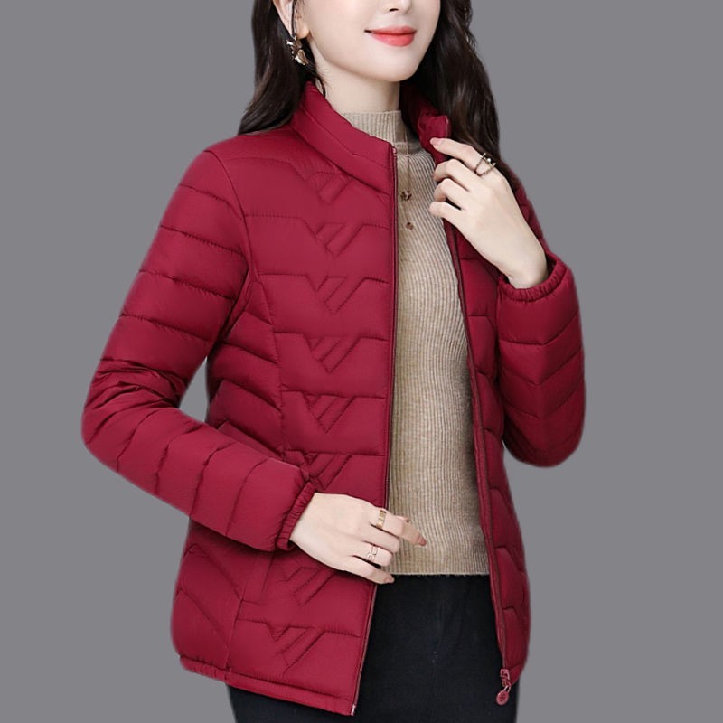 Korean Style Loose Short Thick Small Cotton-padded Jacket - Wine Red / XL