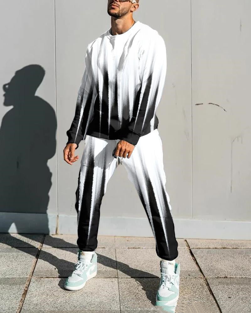 Round Neck Sweater Loose Casual Suit Color Matching Printing - Style2 / S