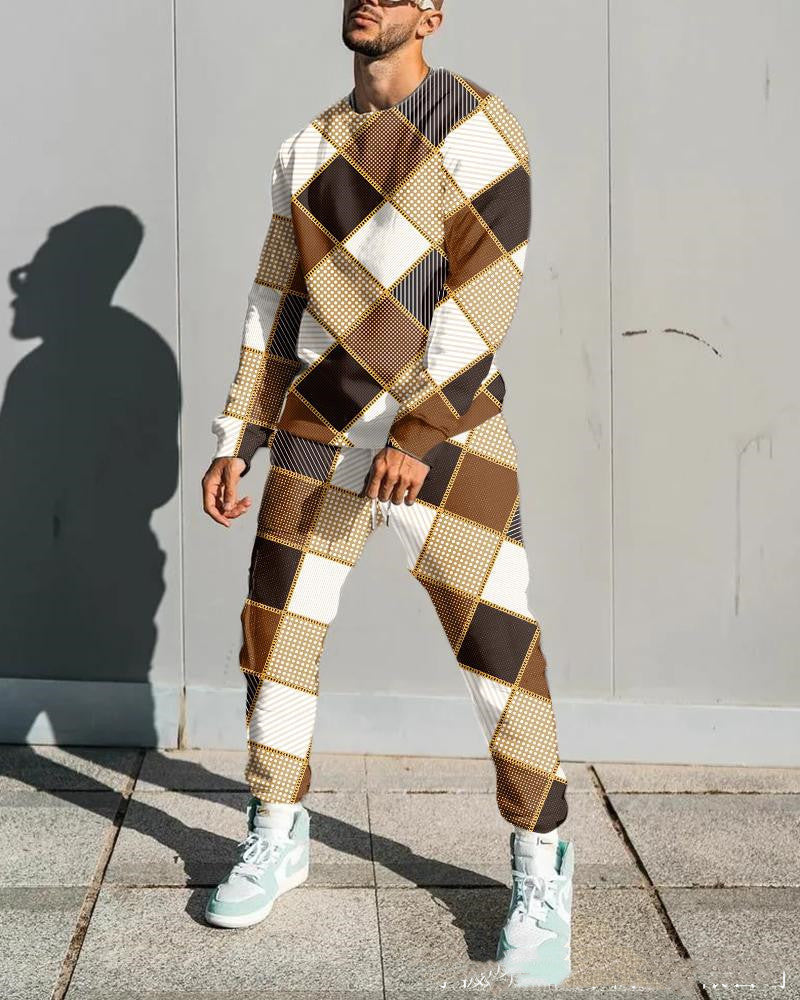 Round Neck Sweater Loose Casual Suit Color Matching Printing - Style3 / S