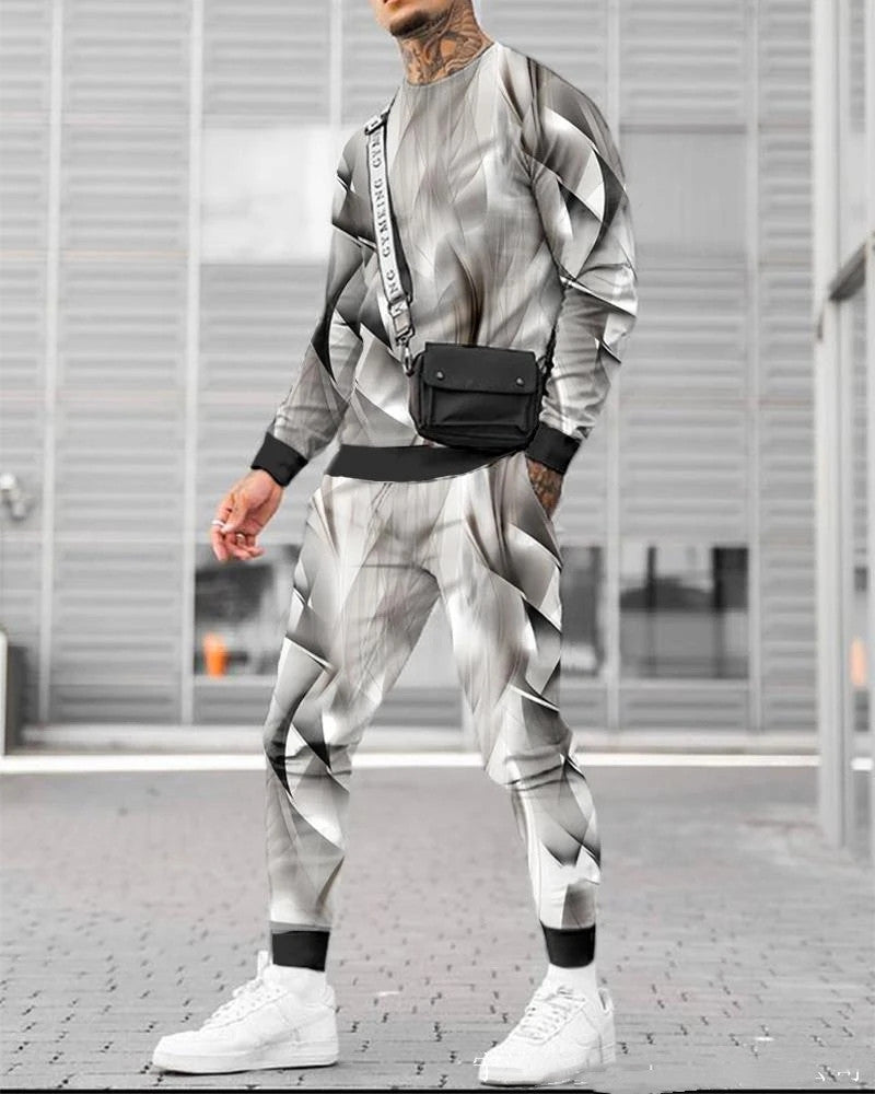 Round Neck Sweater Loose Casual Suit Color Matching Printing - Style4 / S