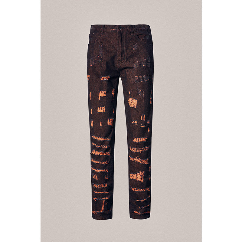 Destruction Orange Jeans - Black / 34