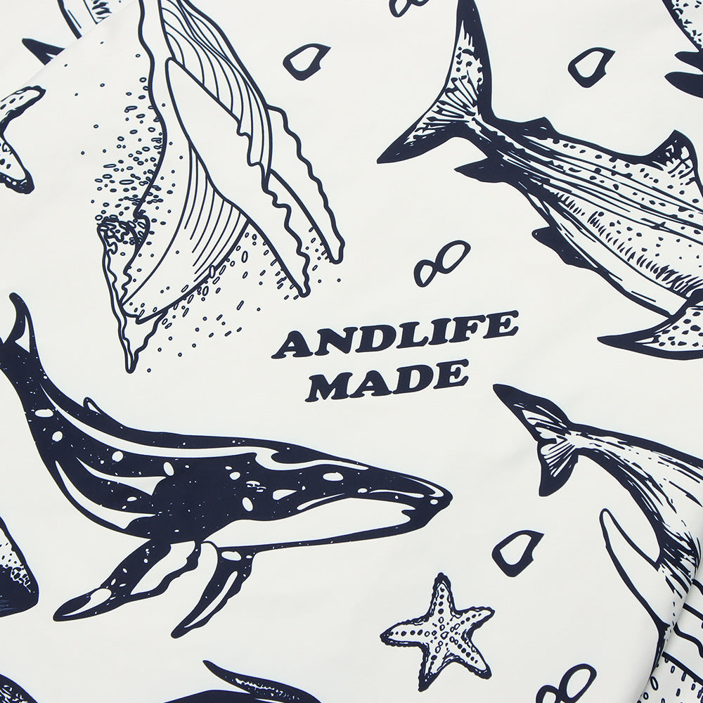 Cartoon Whale Full Print Loose Lapel Jacket Men