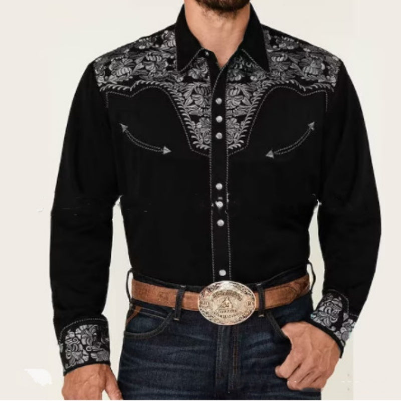 Retro Cardigan Lapel Men’s Casual Printed Shirt