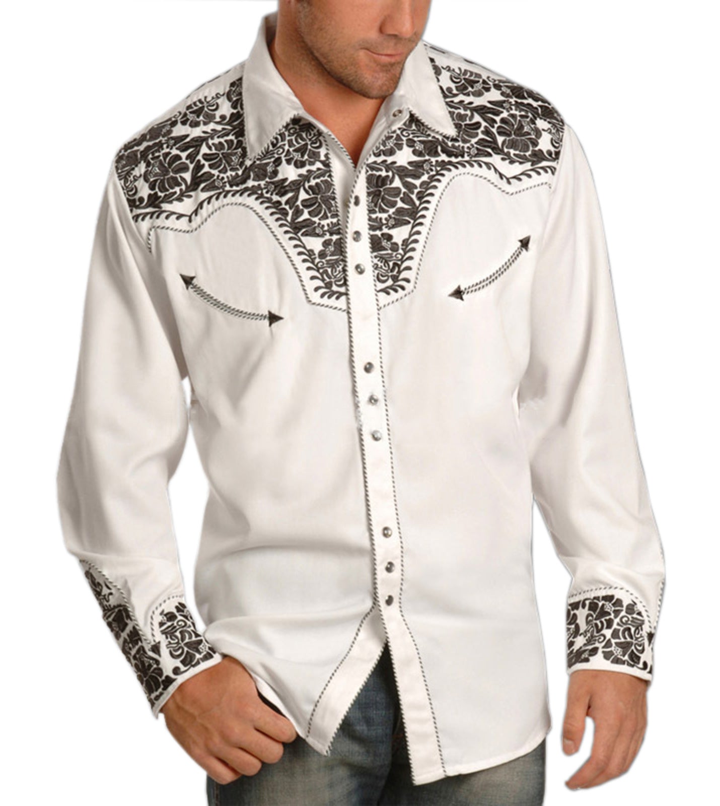 Retro Cardigan Lapel Men’s Casual Printed Shirt - White / S